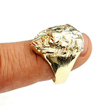 Load image into Gallery viewer, New 10k yellow gold lion head zodiac Leo men's Ring diamond cut jewelry Size 9.5