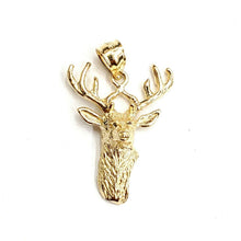 Load image into Gallery viewer, 14k yellow Gold deer buck male head Hunting Pendant charm gift jewelry 1.9g