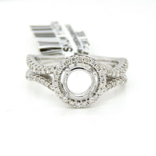 Load image into Gallery viewer, 0.39Ct Natural Diamond 14k White Gold Semi Mount halo Ring round center size 6.5