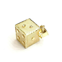 Load image into Gallery viewer, 10k yellow Gold 3D dice Pendant charm diamond cut gamble Vegas fine jewelry 6.8g