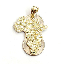 Load image into Gallery viewer, 10k yellow gold nugget Africa continent outline map pendant charm jewelry 6.5g