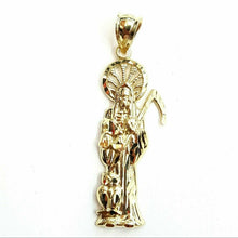 Load image into Gallery viewer, 10k yellow gold Santa Muerte holy death Pendant fine gift jewelry unisex 2.3g