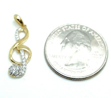 Load image into Gallery viewer, 14k solid yellow Gold music sign Pendant cubic zirconia fine jewelry 1.3g