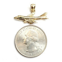 Load image into Gallery viewer, New 14k yellow Gold solid Airplane Aviation pendant charm gift fine jewelry 1.8g