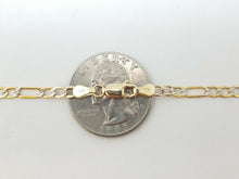 Load image into Gallery viewer, 14K two-tone Gold hollow Figaro Link Chain fine jewelry unisex 3.4mm 16" 3.7g