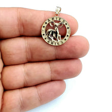 Load image into Gallery viewer, 10k yellow solid Gold round Ram Aries Zodiac Sign Pendant fine jewelry 2.4g