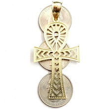 Load image into Gallery viewer, New 10k yellow gold Egyptian ankh cross pendant charm diamond cut religious 6g