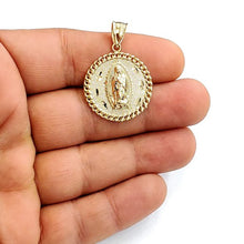 Load image into Gallery viewer, 10k yellow gold round virgin Guadalupe Pendant fine religious jewelry 0.97" 3.7g