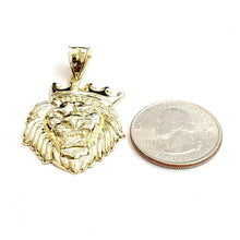 Load image into Gallery viewer, 10k yellow Gold lion head face crown Leo zodiac Pendant charm fine jewelry 4.2g