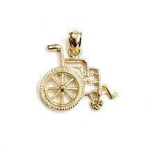 Load image into Gallery viewer, 14k yellow Gold wheelchair handicap disability Pendant charm fine jewelry 2.4g
