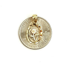 Load image into Gallery viewer, 14k tri color solid Gold oval flower Pendant charm fine women gift jewelry 1g