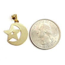 Load image into Gallery viewer, 10k yellow gold moon and star pendant charm diamond cut astronomy jewelry 0.9g