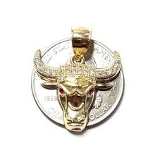 Load image into Gallery viewer, 10k yellow Gold Taurus bull zodiac Pendant charm zirconia fine gift jewelry 3g
