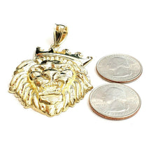 Load image into Gallery viewer, 10k yellow Gold lion head face crown Leo zodiac Pendant charm fine jewelry 12.3g