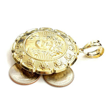 Load image into Gallery viewer, 10k yellow gold hollow two sided Jesus & virgin Guadalupe pendant 2.18" 27g