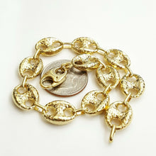 Load image into Gallery viewer, New 10K yellow gold 12.3mm hollow puff Gucci link bracelet 14.1g jewelry 9.5"