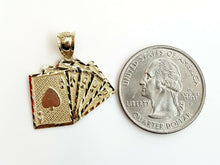 Load image into Gallery viewer, 10k yellow solid Gold playing card Pendant charm casino fine jewelry unisex 2g