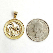 Load image into Gallery viewer, 10k yellow Gold scorpion zodiac sign round Pendant charm fine gift jewelry 2.5g