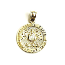 Load image into Gallery viewer, 10k yellow gold round virgin Caridad del Cobre pendant fine jewelry 0.69" 1.6g