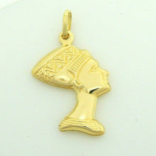 Load image into Gallery viewer, 14k yellow Gold 3D hollow egyptian queen nefertiti head Pendant fine gift 2.1g