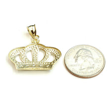 Load image into Gallery viewer, 10k yellow gold crown pendant charm fine jewelry gift necklace diamond cut 2.8g