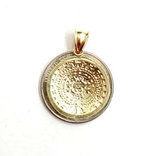 Load image into Gallery viewer, 10k yellow Gold solid Aztec Mayan sun calendar Azteca pendant gift 0.80" 2.7g