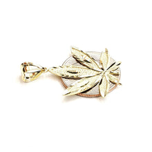 Load image into Gallery viewer, 10k yellow gold marijuana leaf weed pendant charm medical gift fine jewelry 2.6g