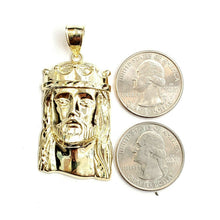 Load image into Gallery viewer, 10k yellow gold Jesus face crown head pendant charm fine religious jewelry 7.1g