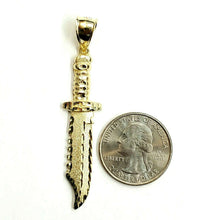 Load image into Gallery viewer, New 10k yellow Gold dagger knife Pendant charm fine gift jewelry for men 3.6g