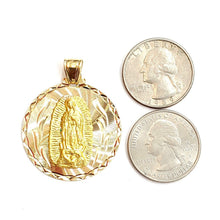 Load image into Gallery viewer, 14k yellow gold round virgin Mary Guadalupe religious pendant diamond cut 7.4g
