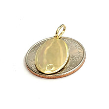 Load image into Gallery viewer, 14k yellow gold oval saint Christopher pendant charm fine religious jewelry 2.4g