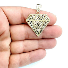 Load image into Gallery viewer, 10k yellow gold diamond shape pendant charm fine gift jewelry diamond cut 3.8g