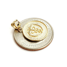 Load image into Gallery viewer, 14k yellow Gold round caduceus of Hermes medical sign Pendant charm jewelry 1.7g