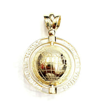Load image into Gallery viewer, New 10k yellow gold 3D Spinning round globe planet earth world map pendant 15.8g