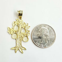 Load image into Gallery viewer, 10k yellow gold dollar sign money bag tree lucky pendant charm fine jewelry 2.5g