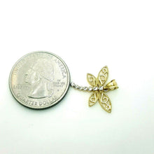 Load image into Gallery viewer, New 14k two tone Gold dragonfly Pendant charm gift fine jewelry for her 1.2g