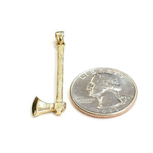 Load image into Gallery viewer, New 14k Yellow Gold 3D AXE Pendant charm tool fine jewelry 2.5g