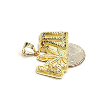 Load image into Gallery viewer, 10k yellow Gold 4/20 marijuana word Pendant charm diamond cut fine jewelry 7.3g