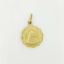 Load image into Gallery viewer, New 14k yellow gold round hollow virgin Mary Guadalupe pendant charm 0.60" 1.5g