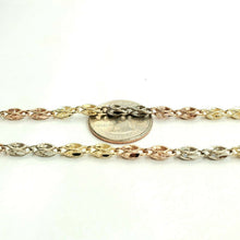 Load image into Gallery viewer, 14K 3 color gold 3.5mm Turkish chain diamond cut Necklace fine jewelry 24" 20.6g