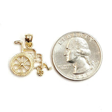 Load image into Gallery viewer, 14k yellow Gold wheelchair handicap disability Pendant charm fine jewelry 2.4g