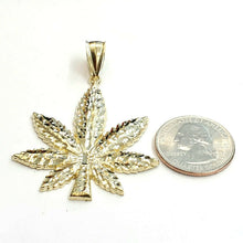 Load image into Gallery viewer, 10k yellow gold marijuana leaf weed pendant charm fine gift medical jewelry 8.2g