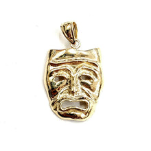Load image into Gallery viewer, 14k yellow gold cry later sad face mask drama theater act pendant jewelry 2.5g