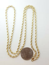 Load image into Gallery viewer, 10K yellow gold 3.5mm hollow rope chain Necklace fine jewelry unisex 11.3g 26"