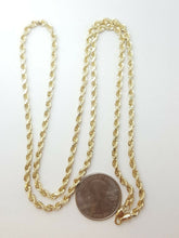 Load image into Gallery viewer, 10K yellow gold 3.5mm hollow rope chain Necklace fine jewelry unisex 11.3g 26"