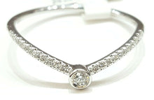 Load image into Gallery viewer, 14k white Gold pave curved chevron 0.09ct real diamond wedding Ring Size 7.25