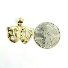 Load image into Gallery viewer, 10k yellow gold happy & sad face theater pendant fine gift jewelry unisex 2.4g