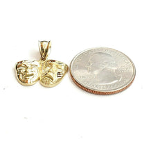 Load image into Gallery viewer, 10k yellow gold happy & sad face theater pendant fine gift jewelry unisex 1.9g