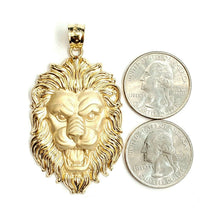 Load image into Gallery viewer, 14k yellow solid Gold lion Leo head face zodiac Pendant charm fine jewelry 13.7g