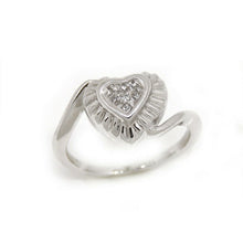 Load image into Gallery viewer, 0.14Ct Natural Diamond In 14k white Gold Women's heart Ring fine gift Size 6.75
